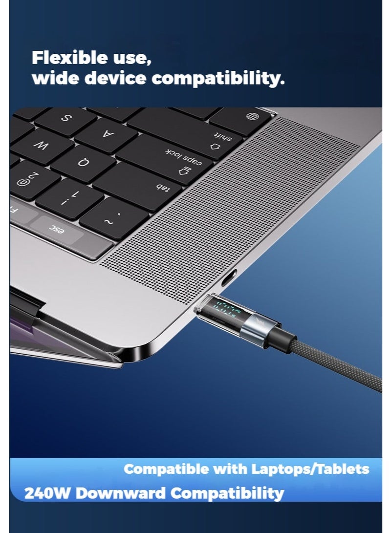 BASEMO 240W fast charging cable with digital display, compatible with Apple, Huawei, and Samsung phones/tablets/laptops, super iPhone 17 PD data cable, 1.2 meters, black. - Image 3